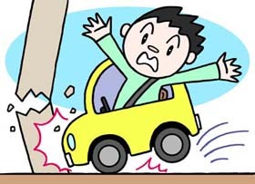【イラスト】電柱にぶつかるドライバー